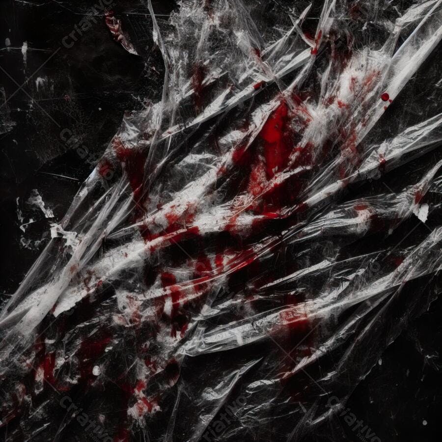 Textura Plástico Transparente Amassado com Sangue para Halloween