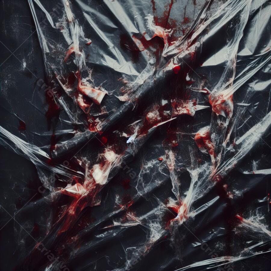 Textura Plástico Transparente Amassado com Sangue para Halloween