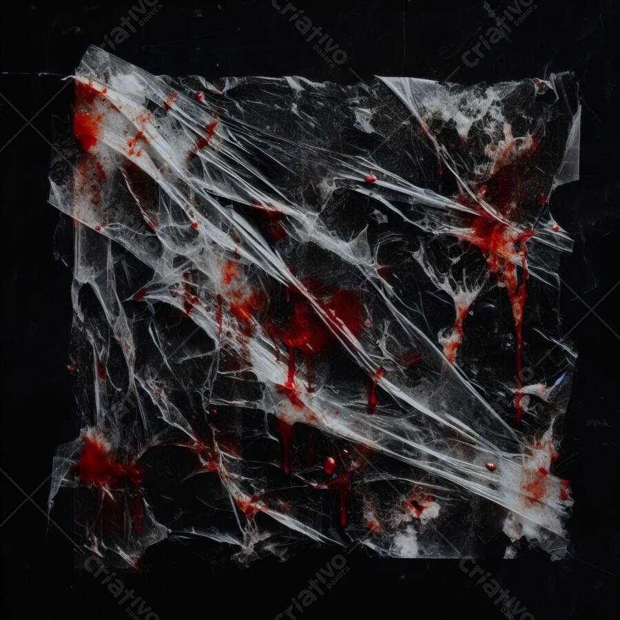 Textura Plástico Transparente Amassado com Sangue para Halloween