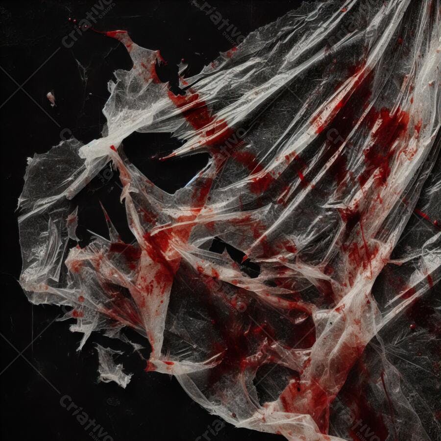 Textura Plástico Transparente Amassado com Sangue para Halloween
