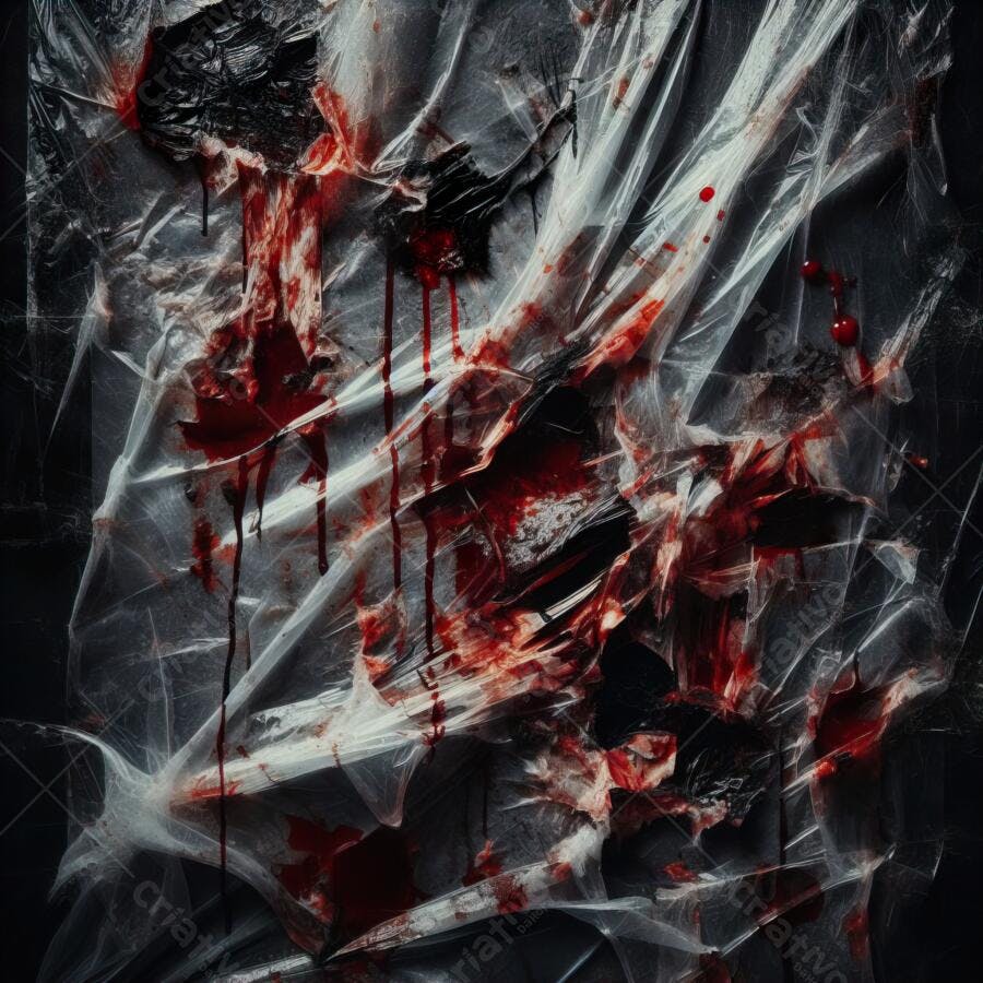 Textura Plástico Transparente Rasgado com Sangue para Halloween