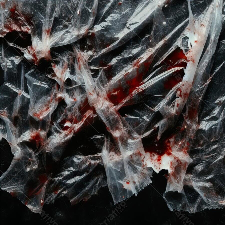 Textura Plástico Transparente Amassado com Sangue para Halloween