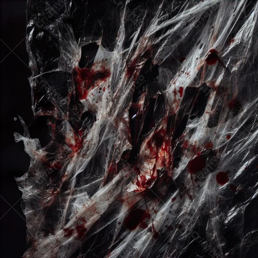 Textura Plástico Transparente Amassado com Sangue para Halloween