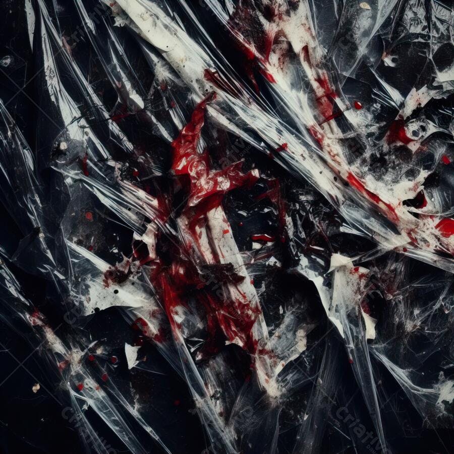 Textura Plástico Amassado Sujo Vermelho Preto para Fundo Horror