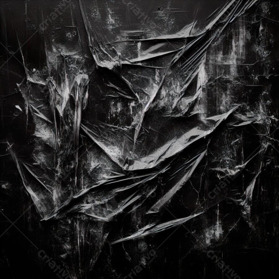 Textura Plástico Amassado Preto e Branco Grunge para Overlay