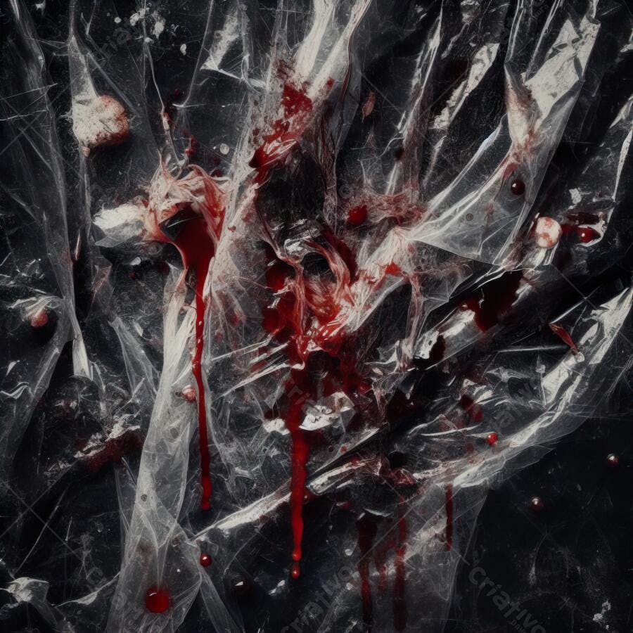 Textura Plástico Transparente Amassado com Sangue Horror