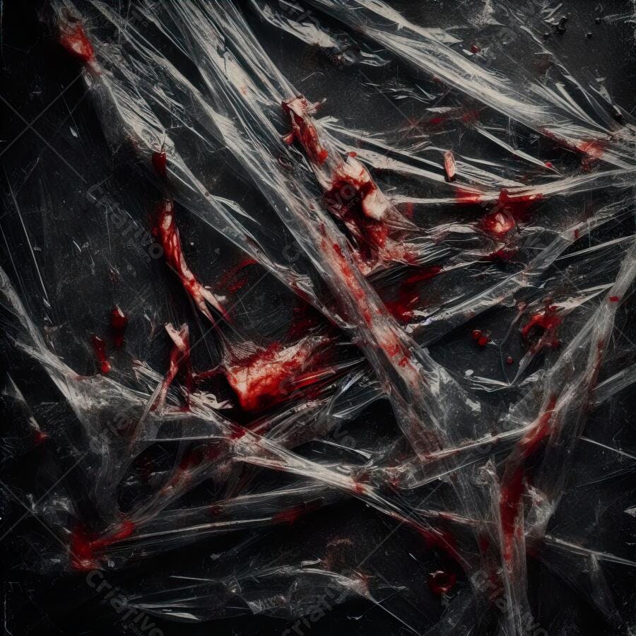 Textura Plástico Transparente Amassado com Sangue para Halloween