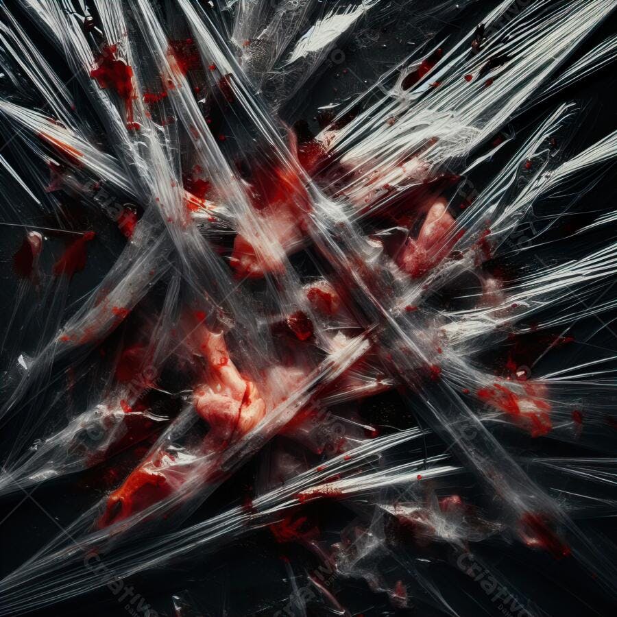 Textura Plástico Transparente Rasgado com Sangue para Halloween