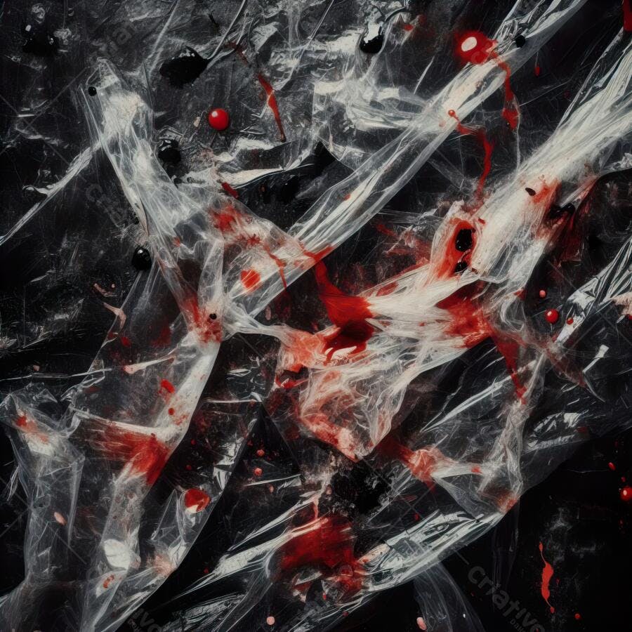 Textura Plástico Transparente Amassado com Sangue para Halloween