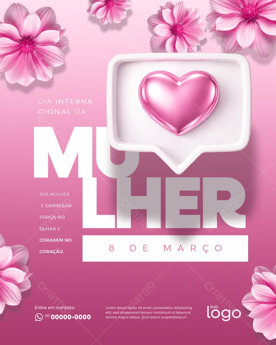 Post Instagram Dia Internacional da Mulher 8 de Março PSD Editável