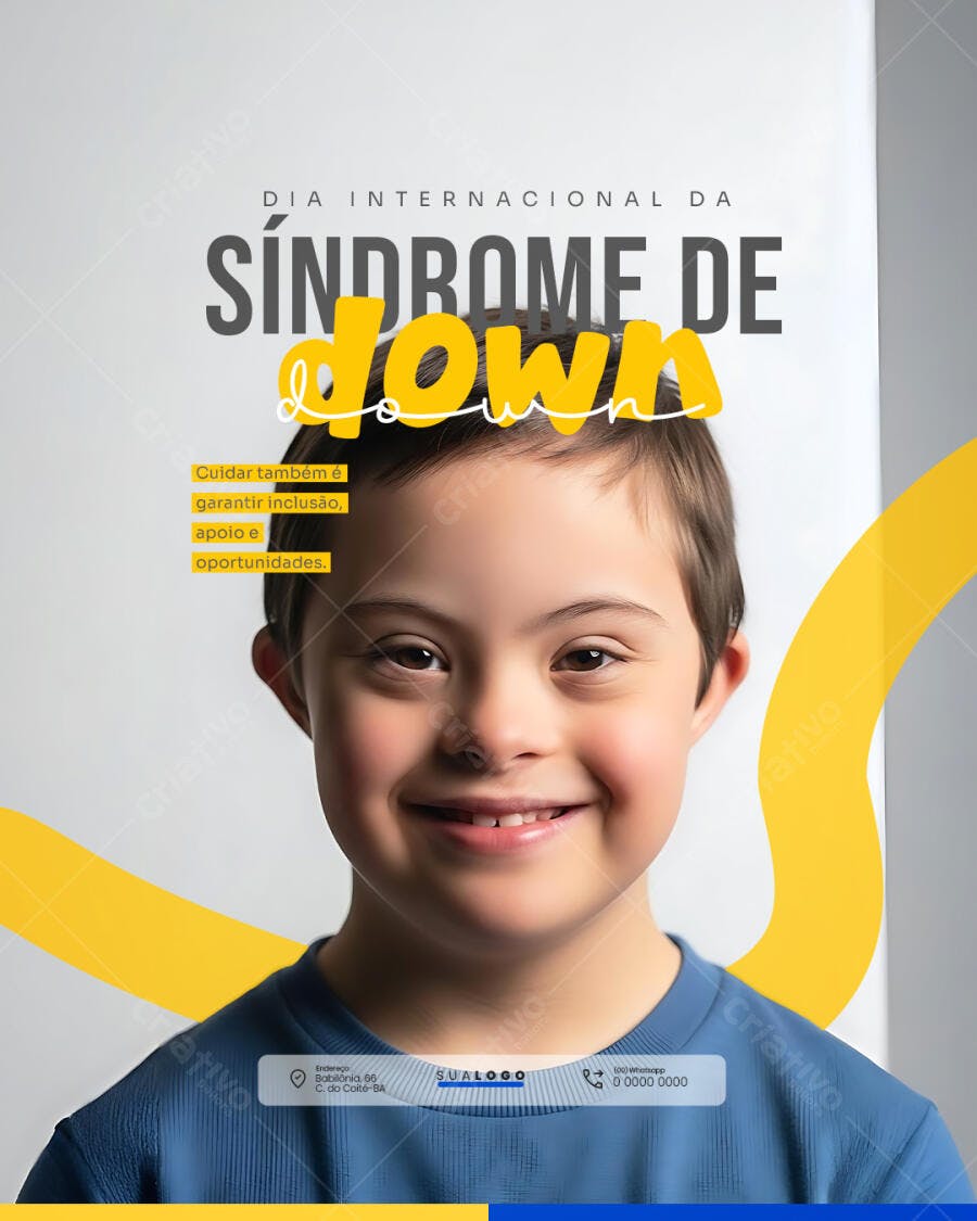 Post Dia Internacional da Síndrome de Down PSD Editável