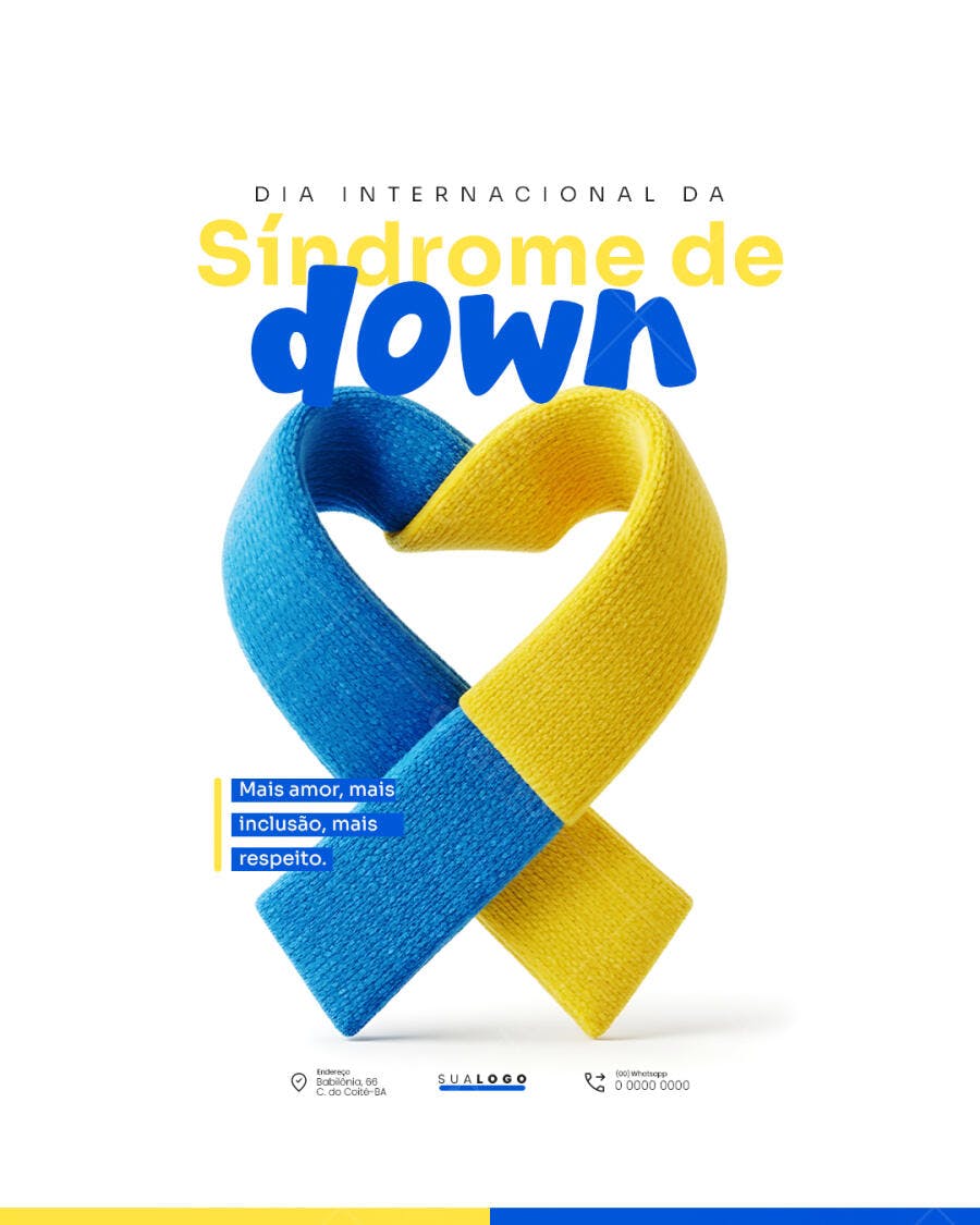 Post Dia Internacional da Síndrome de Down PSD Editável