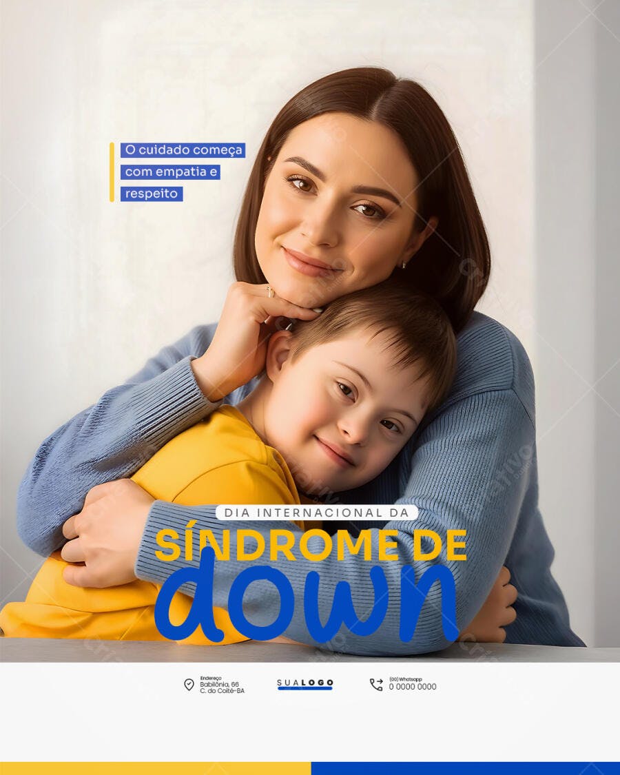 Post Instagram Dia Internacional da Síndrome de Down PSD Editável