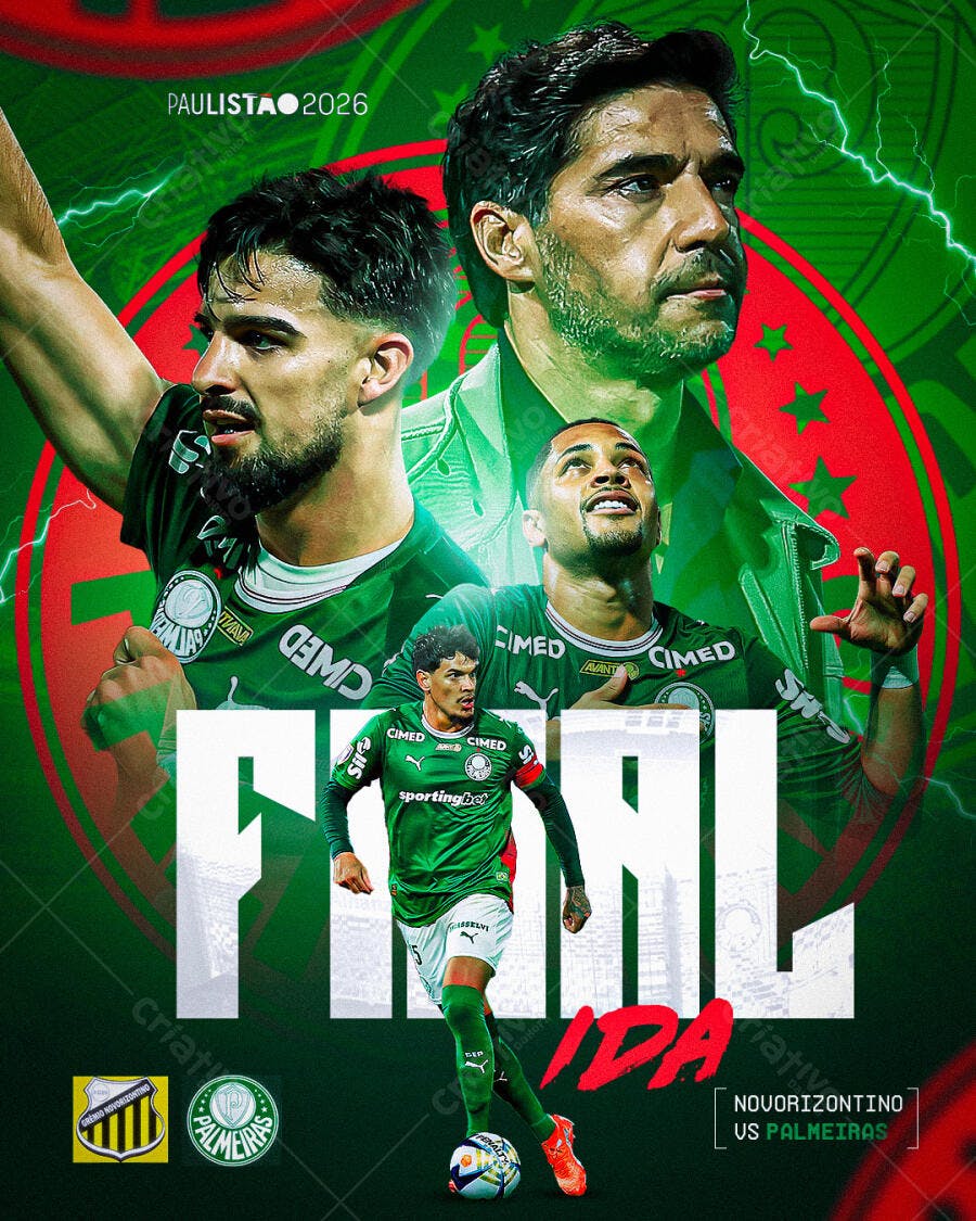 Post Instagram Paulista 2026 Futebol Palmeiras PSD Editável