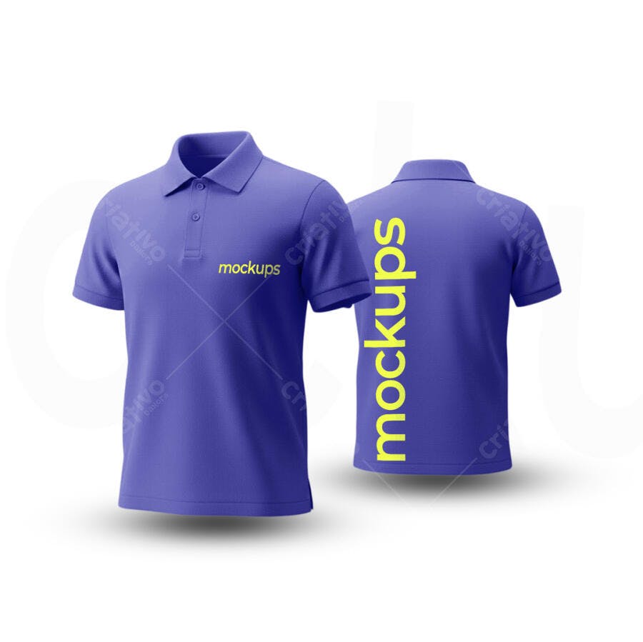 Mockup Camisa Polo Roxo Frente e Costas PSD Editável