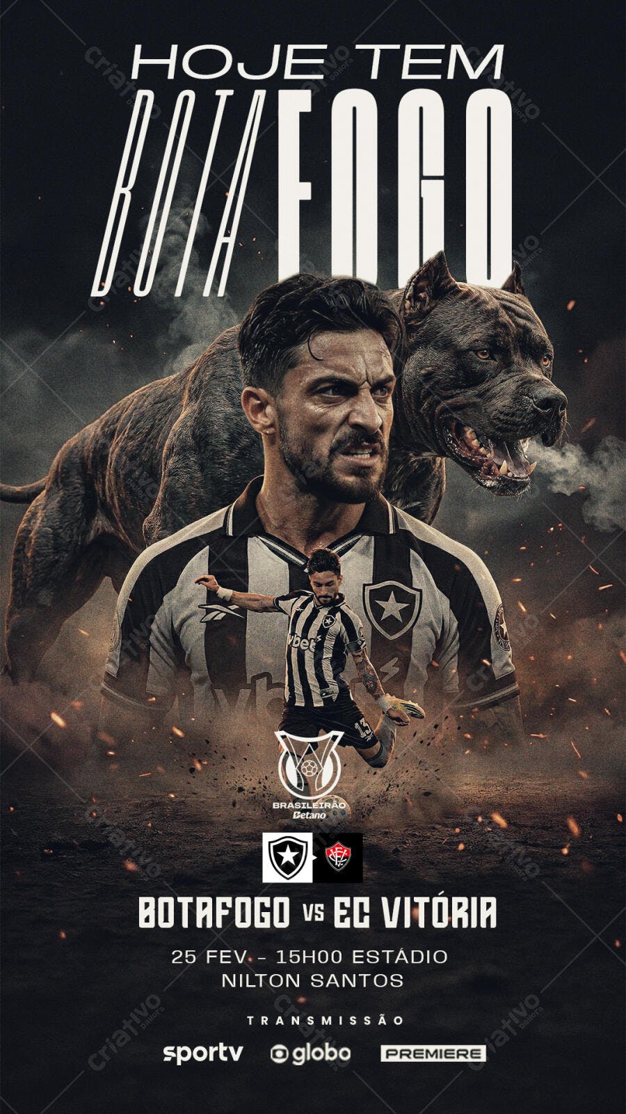Post Instagram Futebol Botafogo x Vitória PSD Editável