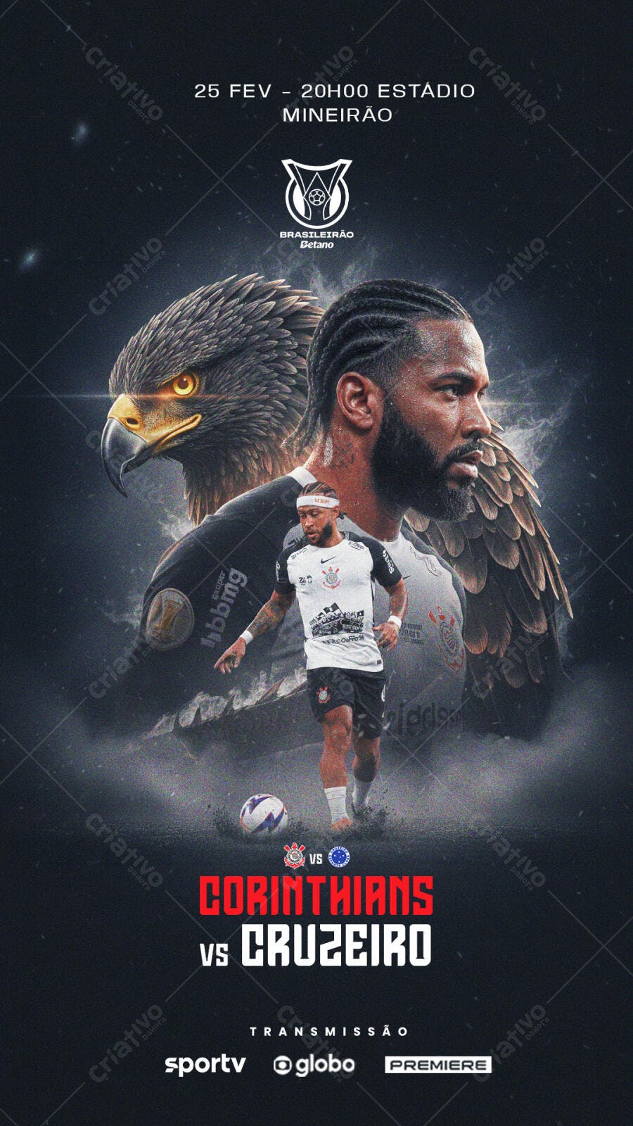 Post Instagram Futebol Corinthians Cruzeiro PSD Editável
