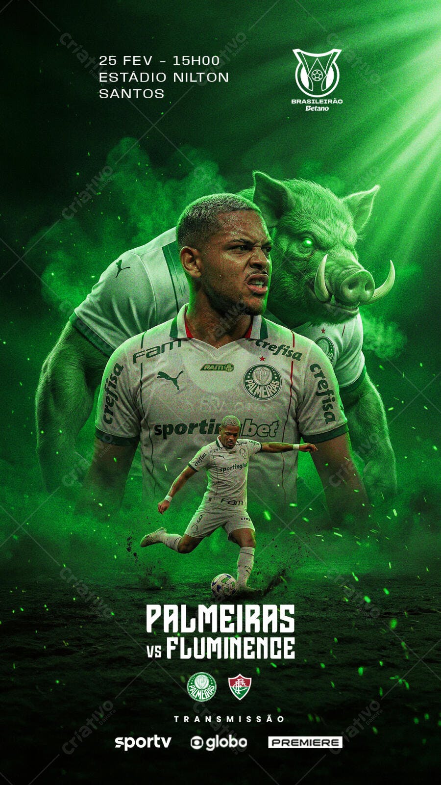 Post Instagram Futebol Palmeiras x Fluminense PSD Editável
