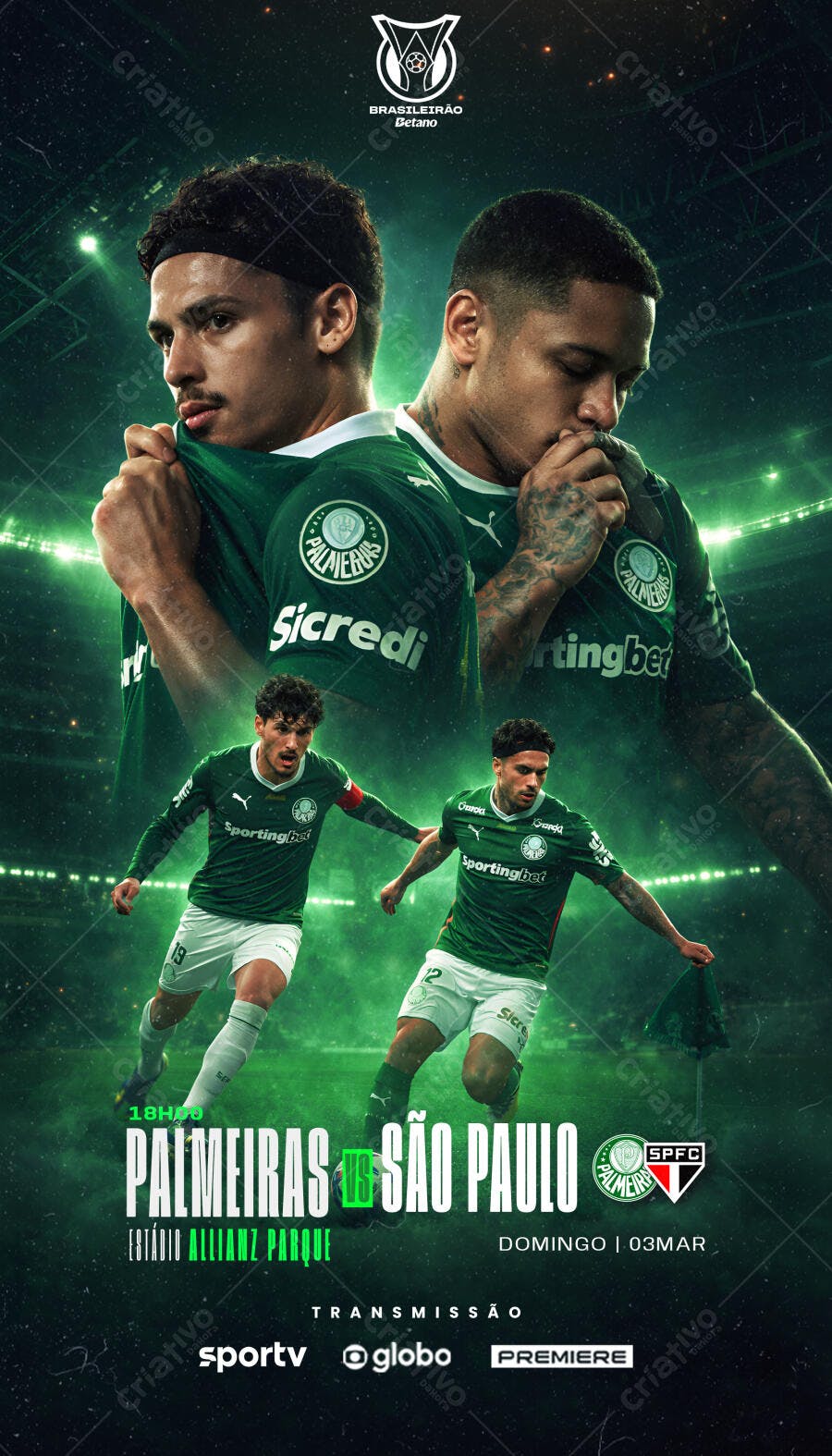 Post Instagram Palmeiras x São Paulo Futebol PSD Editável