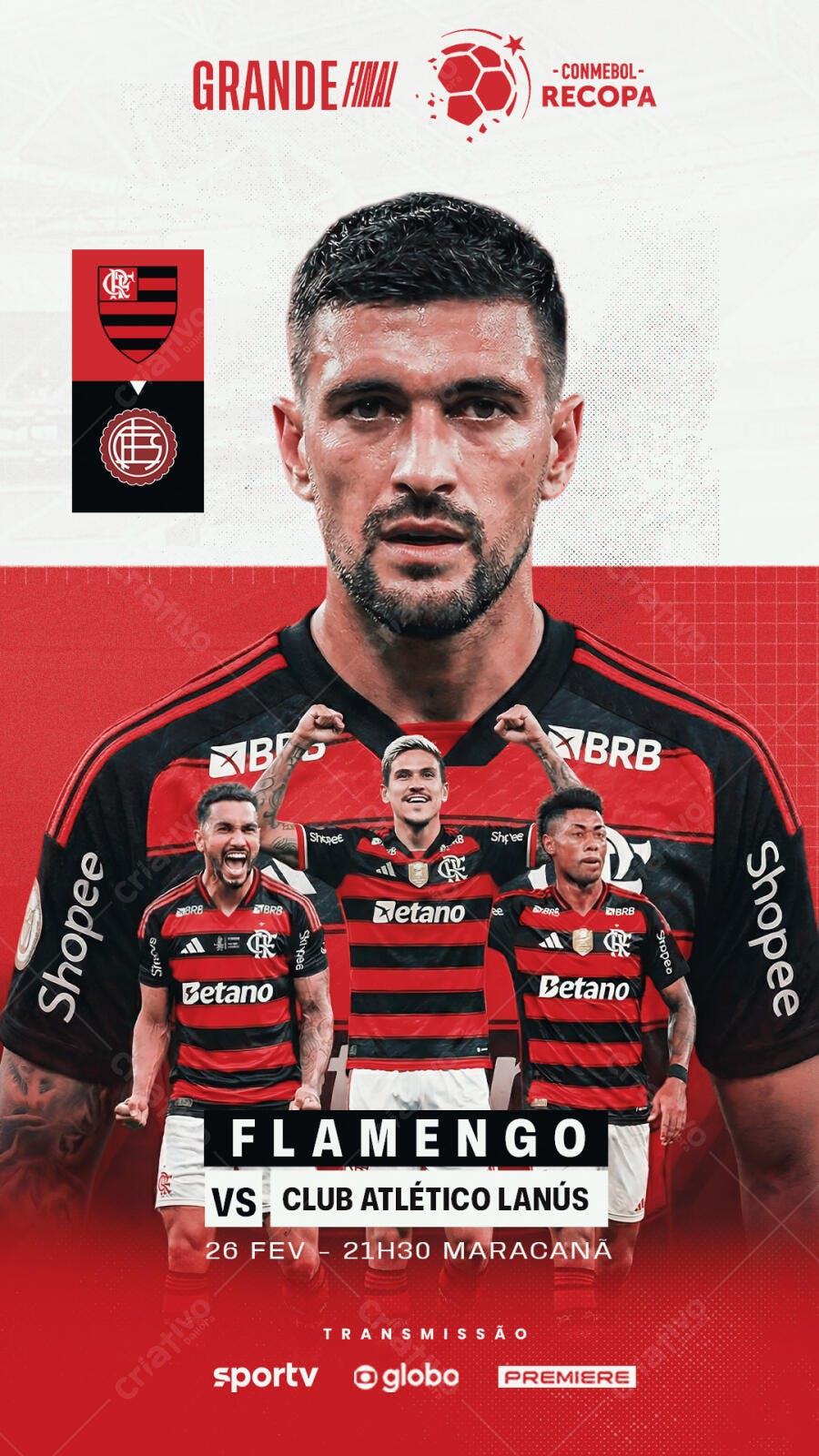 Post Instagram Flamengo Recopa Grande Final PSD Editável