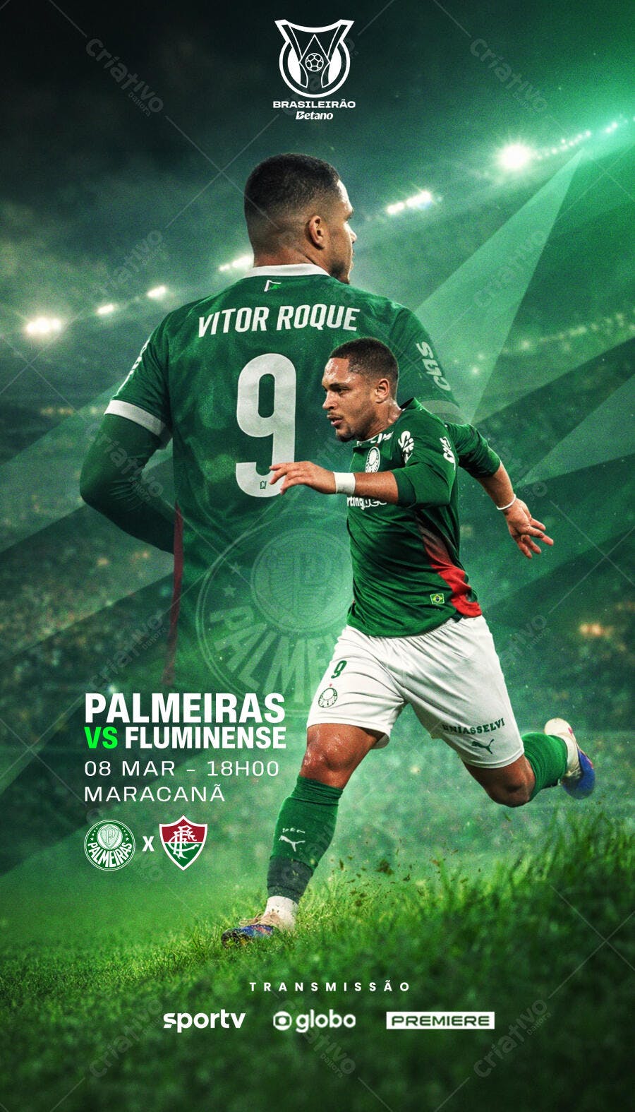 Post Instagram Futebol Palmeiras x Fluminense PSD Editável