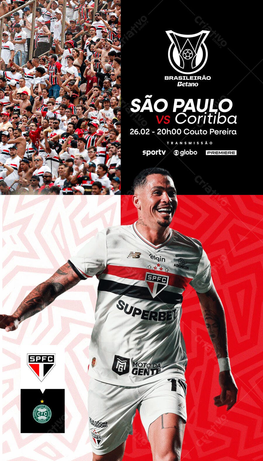Post Instagram Futebol São Paulo x Coritiba PSD Editável