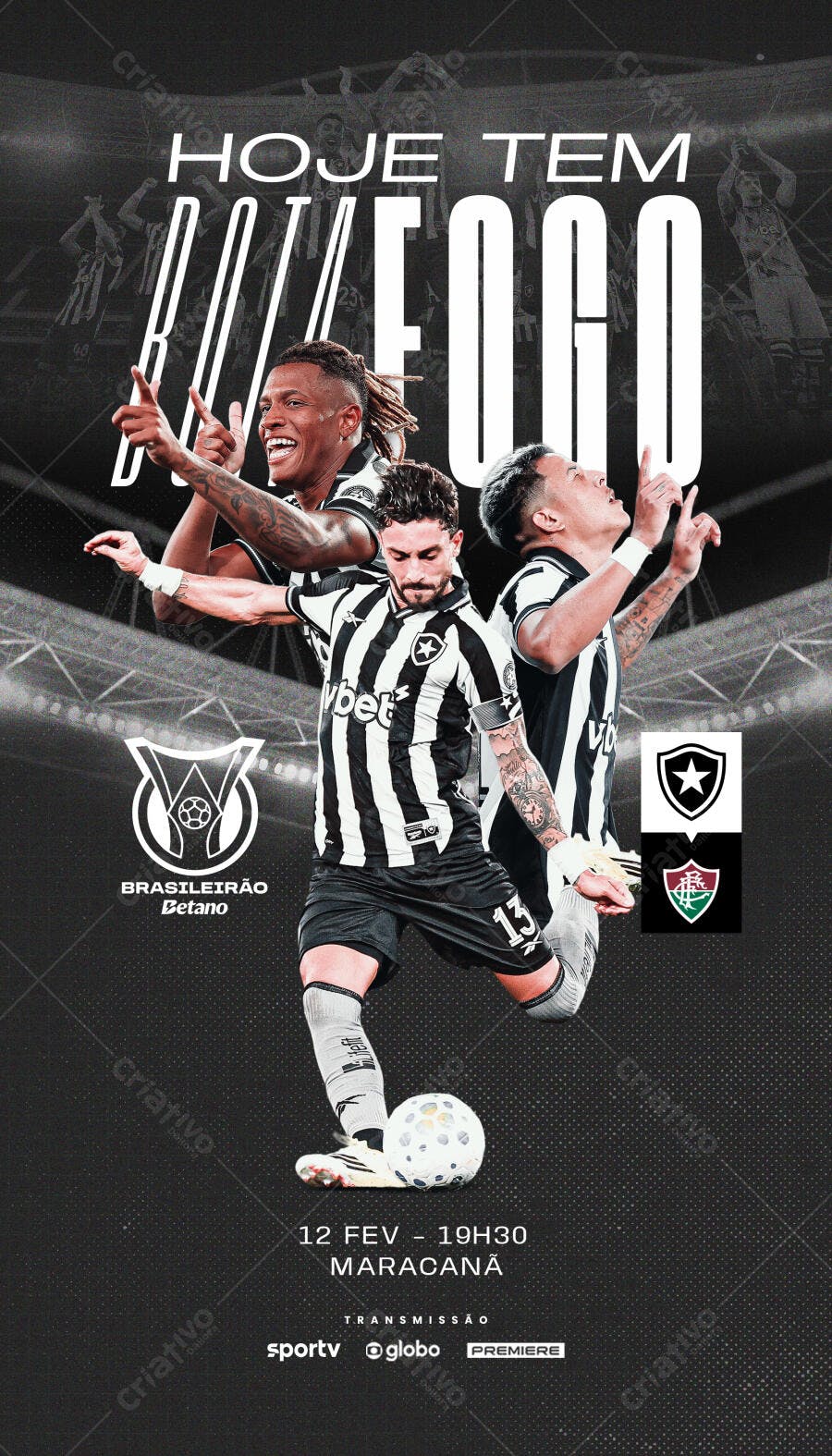 Post Instagram Futebol Botafogo x Fluminense PSD Editável