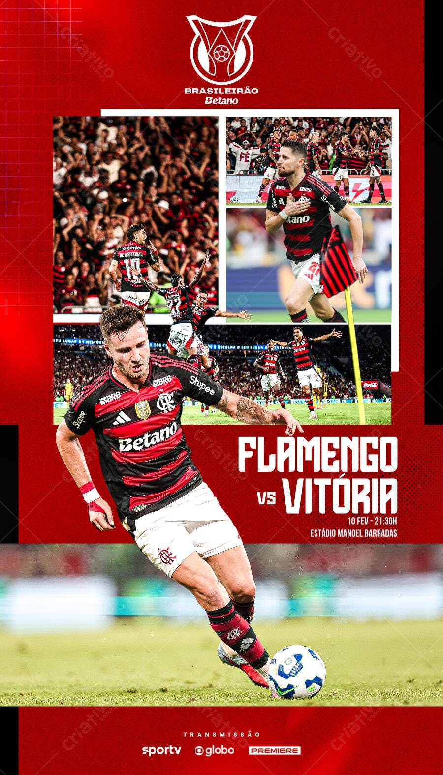 Post Instagram Flamengo x Vitória Futebol PSD Editável