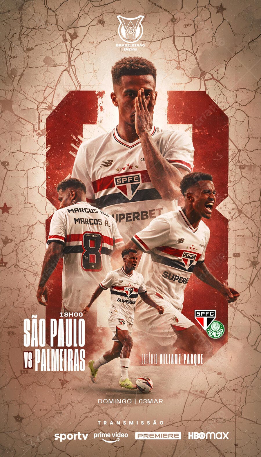 Post Futebol São Paulo vs Palmeiras PSD Editável