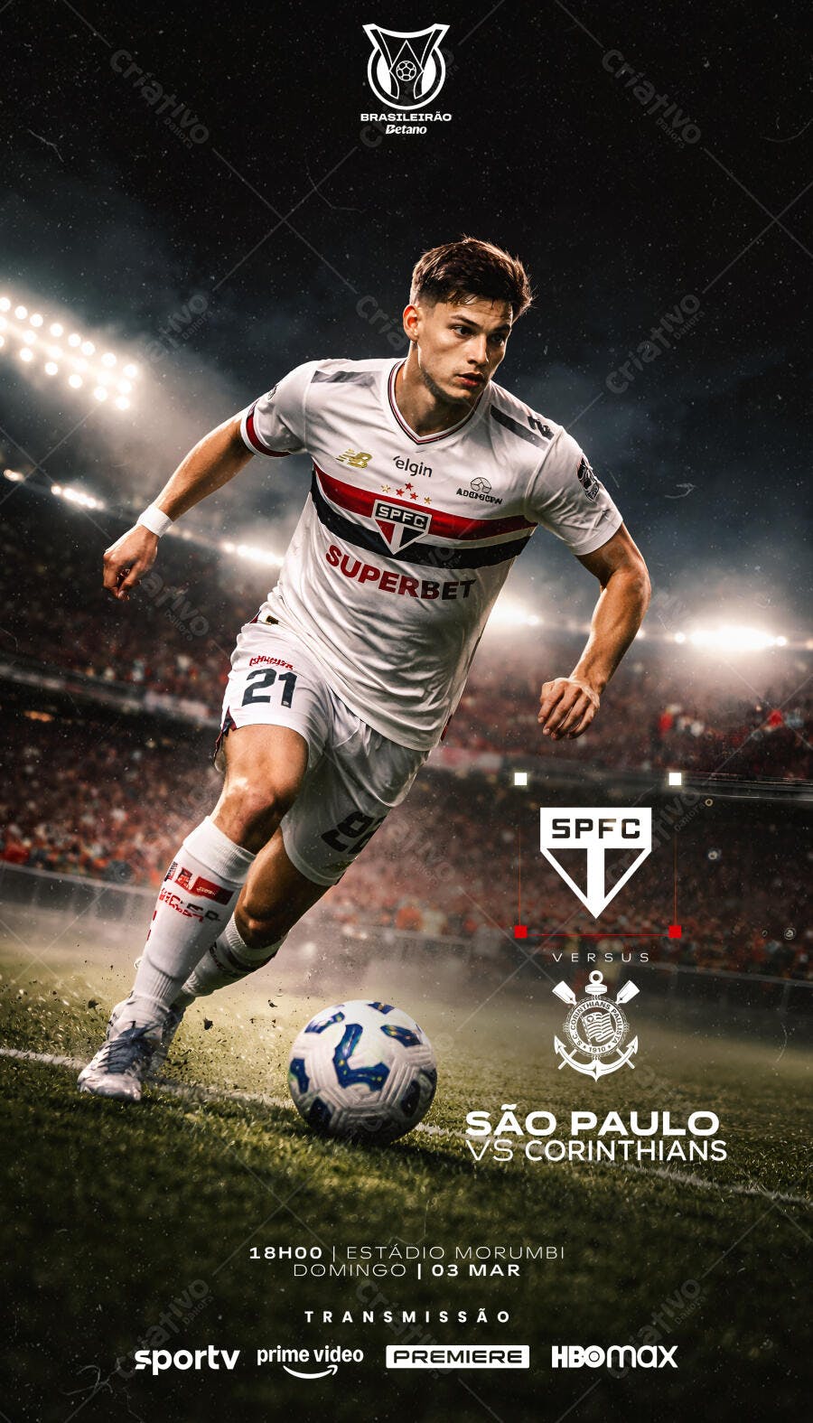 Post Instagram Futebol São Paulo x Corinthians PSD Editável