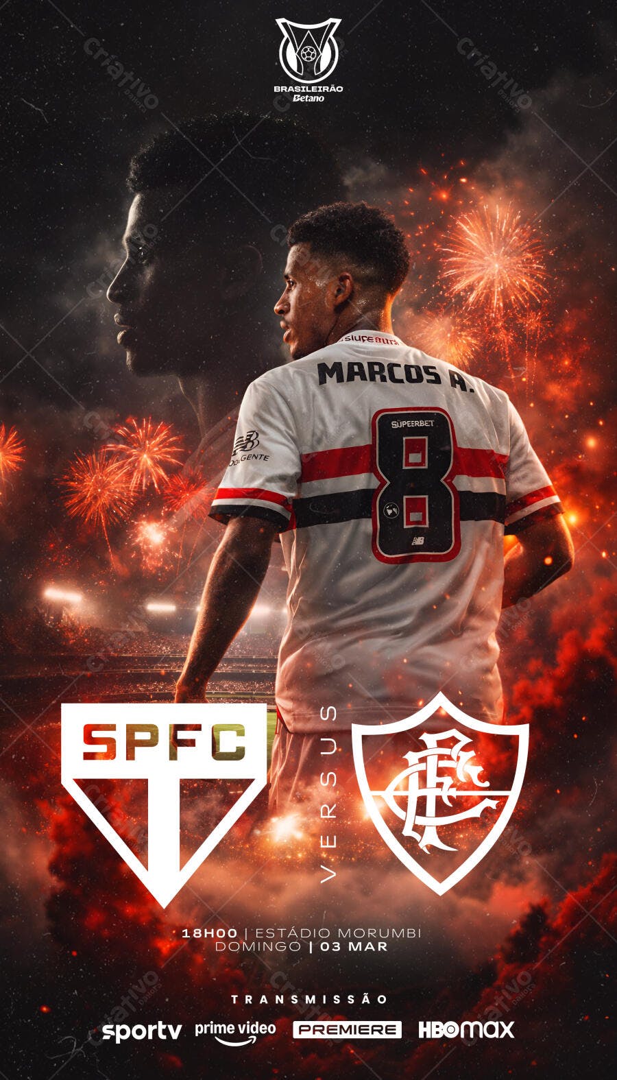 Post Instagram Futebol São Paulo x Fluminense PSD Editável