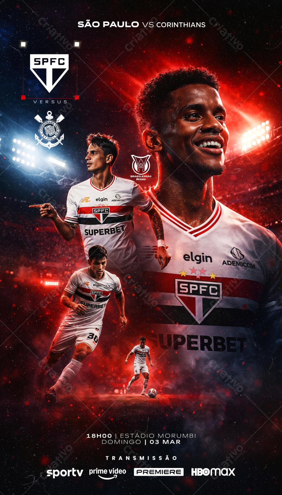Post Futebol São Paulo Corinthians PSD Editável