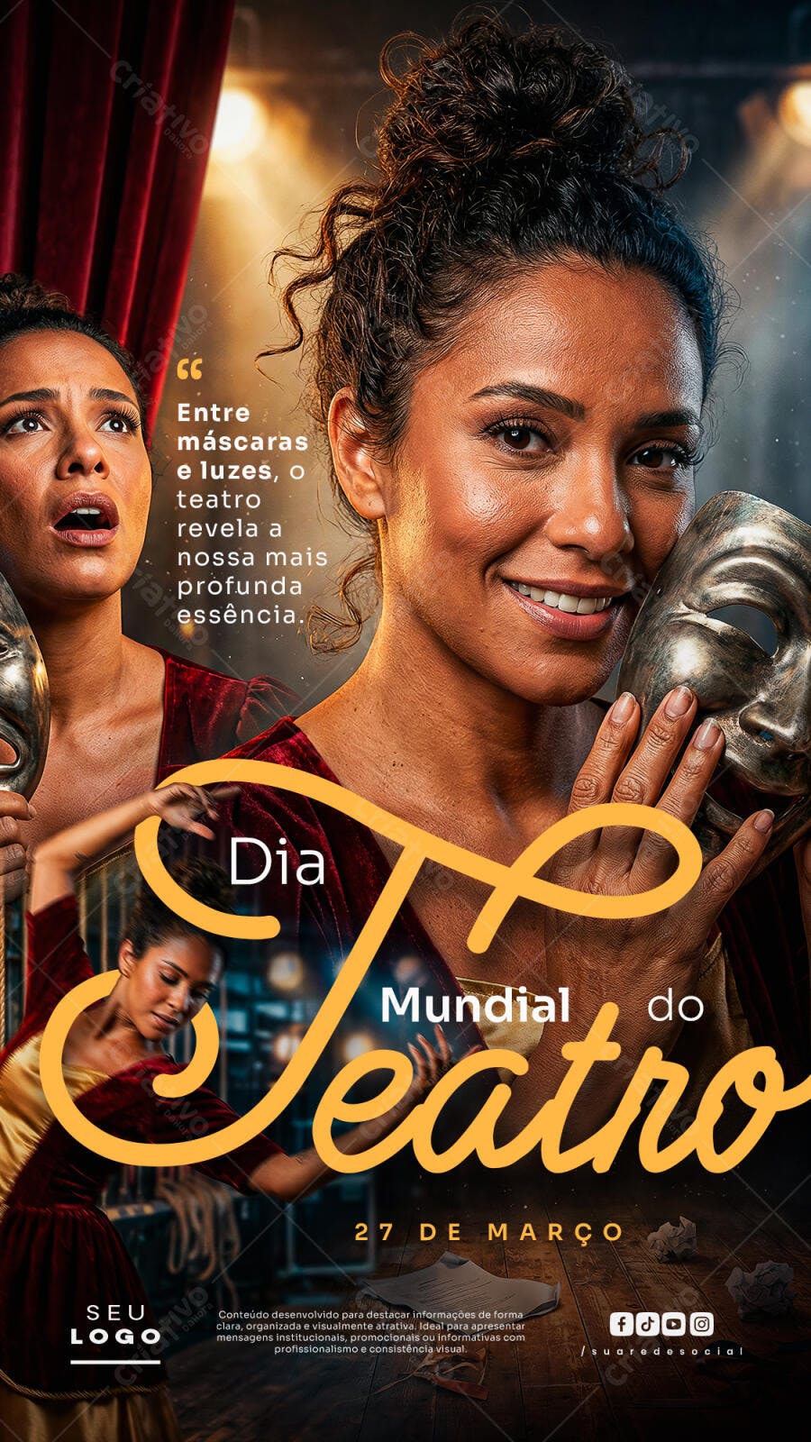 Story Instagram Dia Mundial do Teatro 27 de Março PSD Editável