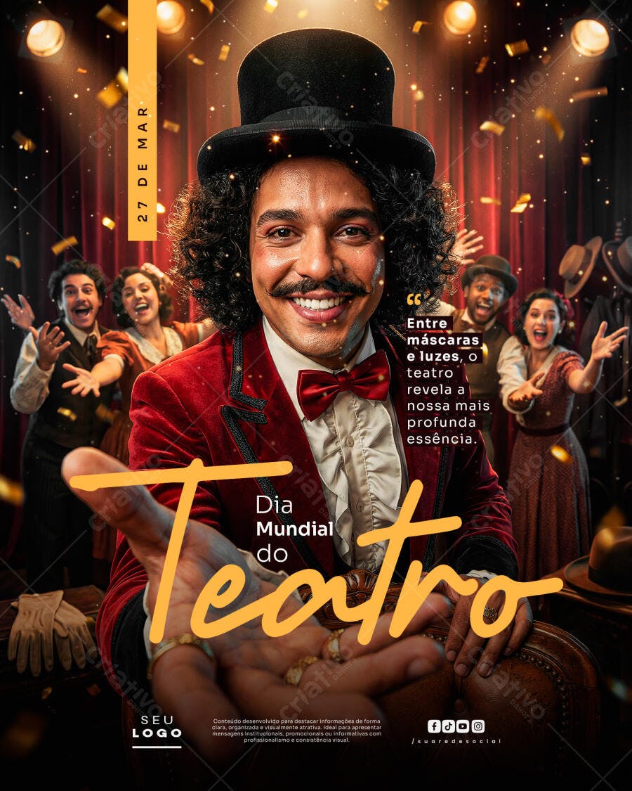 Post Dia Mundial do Teatro 27 de Março PSD Editável