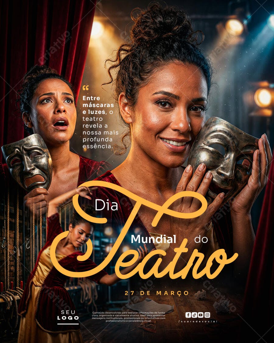 Post Dia Mundial do Teatro 27 de Março PSD Editável