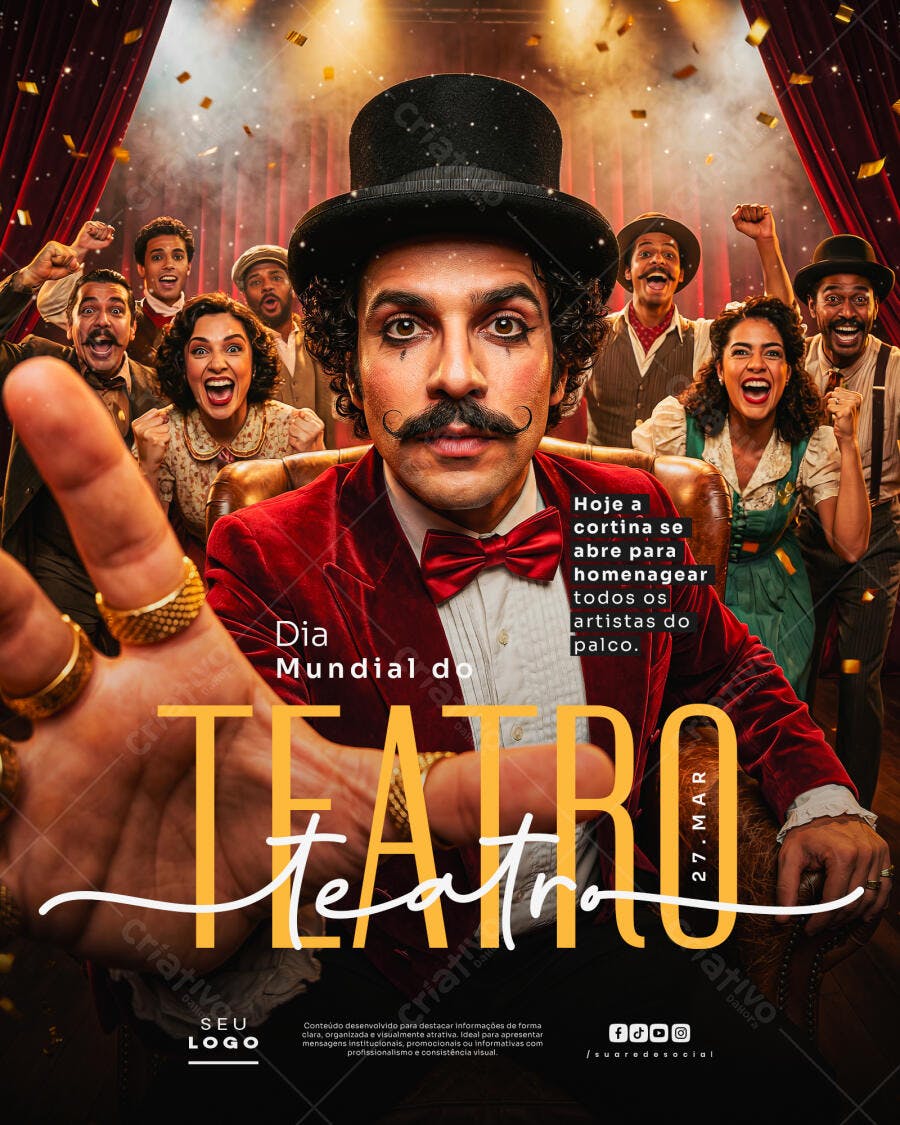 Post Dia Mundial do Teatro 27 de Março PSD Editável