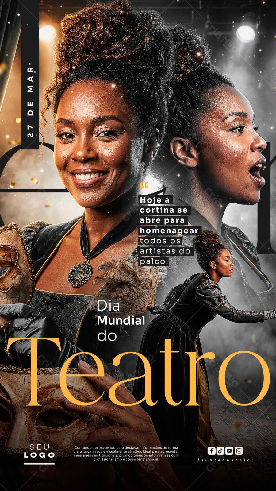 Story Instagram Dia Mundial do Teatro 27 de Março PSD Editável