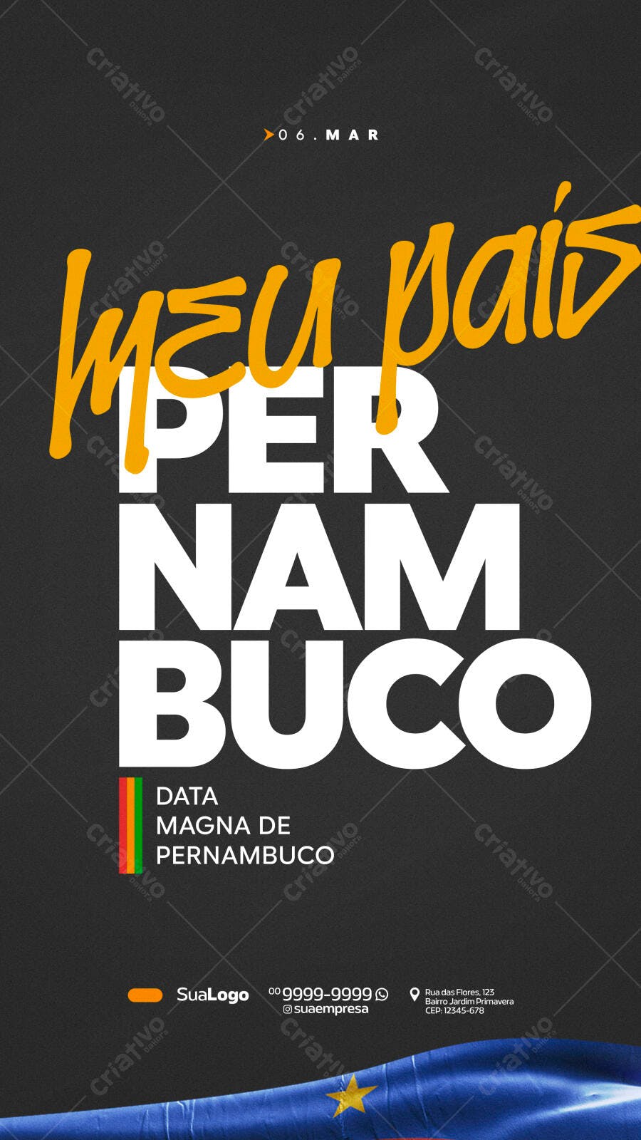 Story Instagram 6 de Março Data Magna Pernambuco PSD Editável