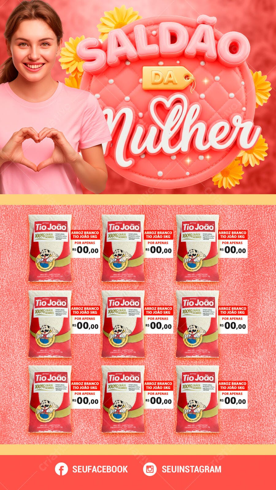Post Instagram Saldo da Mulher Supermercado PSD Editável