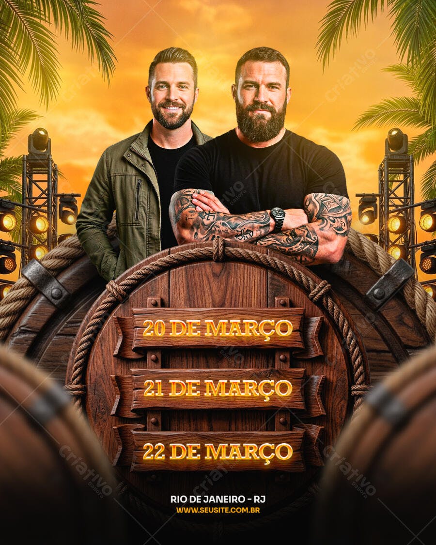 Flyer Evento Sertanejo Festa Country Março PSD Editável