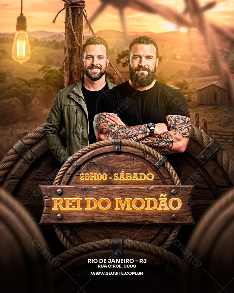 Flyer Rei do Modão Sertanejo Country PSD Editável