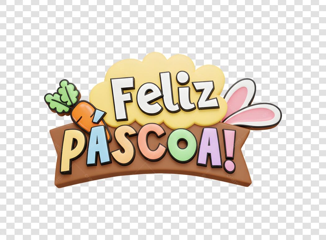 Elemento 3D Feliz Páscoa Abril PNG Fundo Transparente