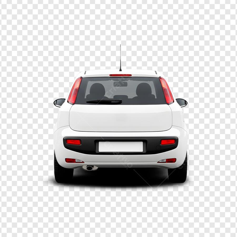 Foto Recortada Carro Branco Fiat Punto Traseira PNG Fundo Transparente