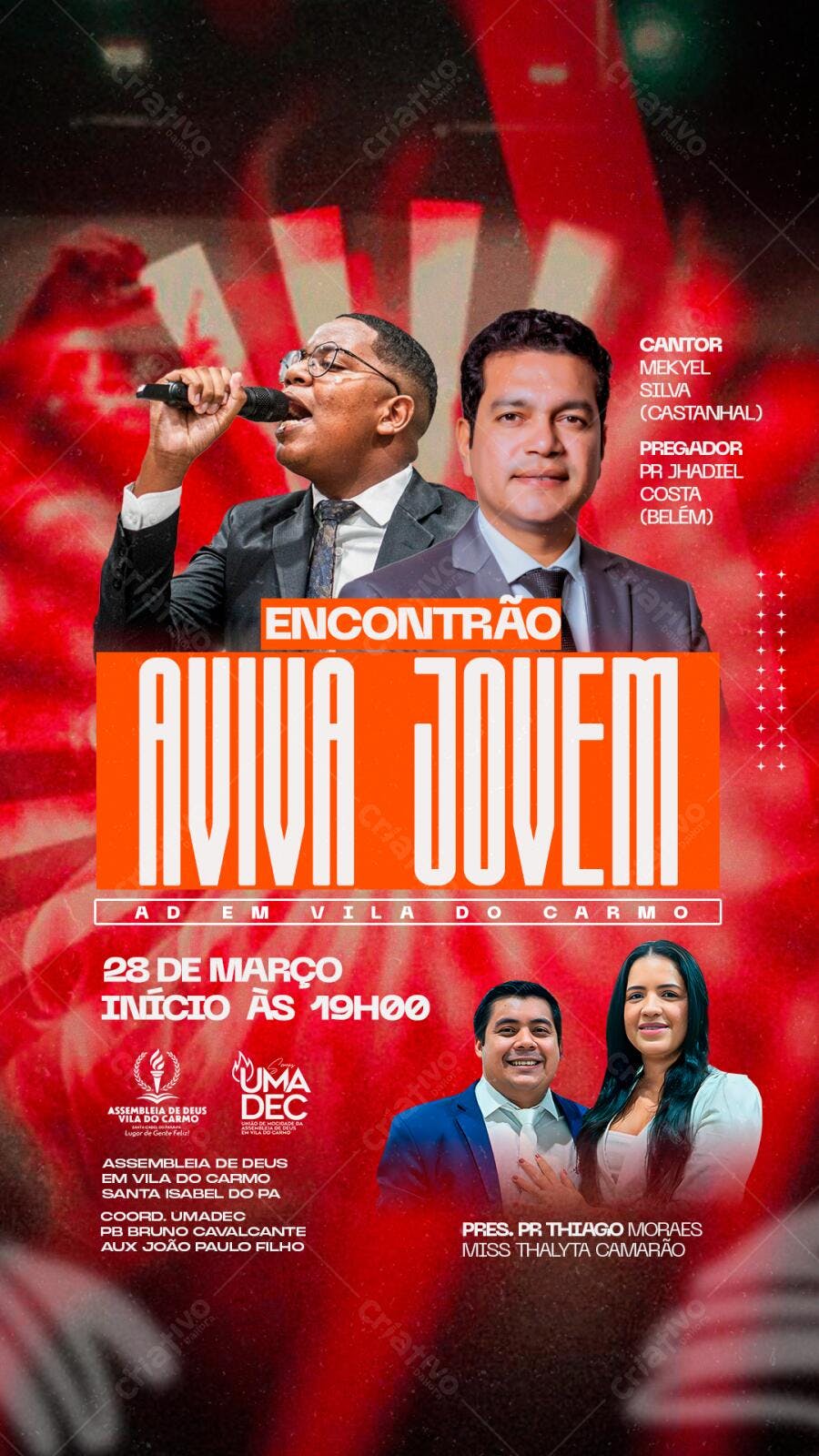 Flyer Encontro Aviva Jovem Igreja Evangélica PSD Editável