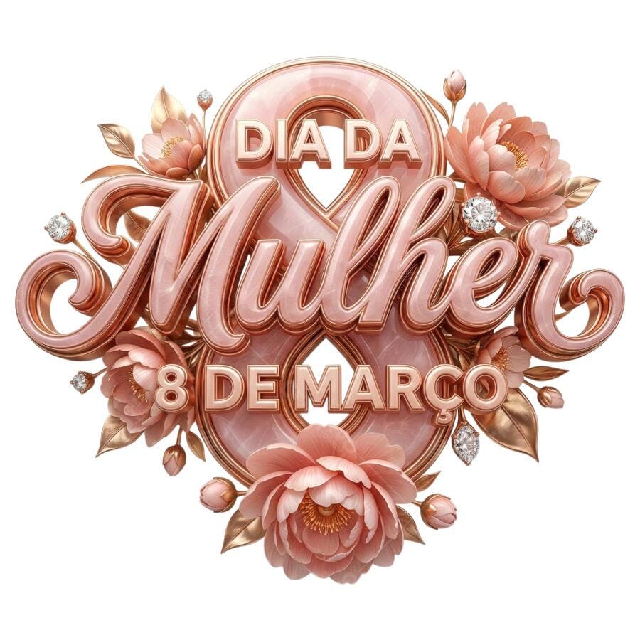Elemento 3D Dia da Mulher 8 de Março PNG Fundo Transparente