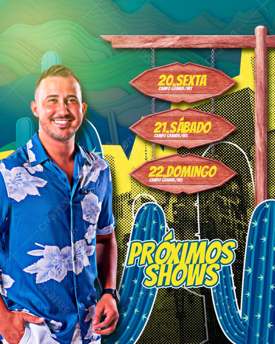 Flyer Próximos Shows Sertanejo Festa Junina PSD Editável