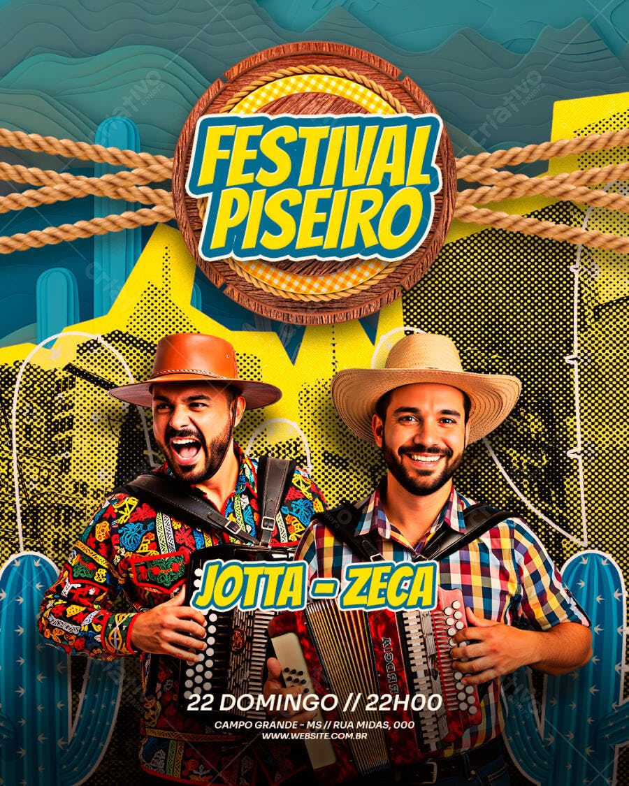 Flyer Festival Piseiro Sertanejo Evento PSD Editável