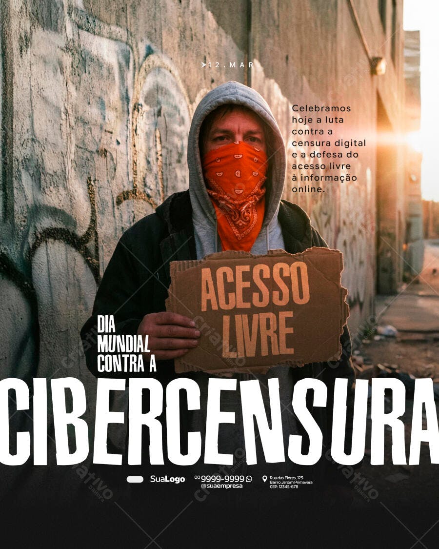 Post Dia Mundial Contra Ciber Censura PSD Editável