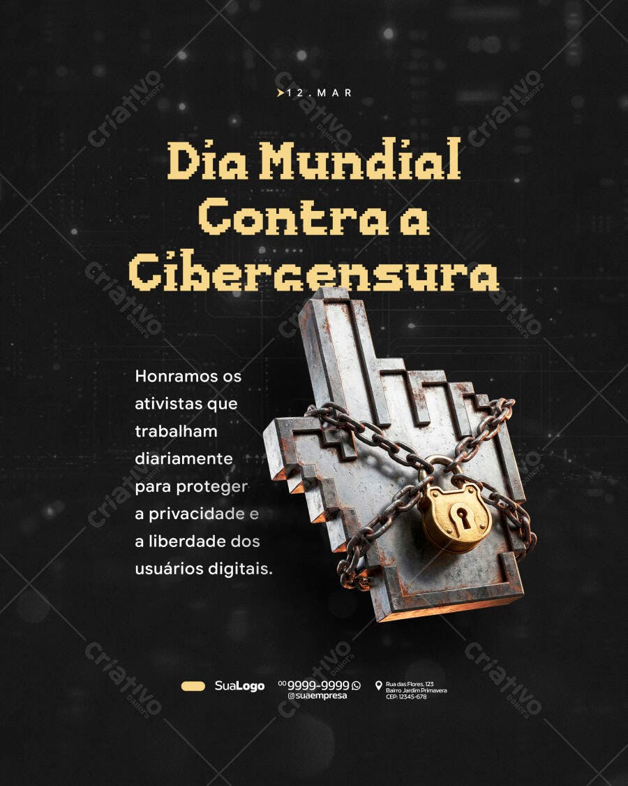Post Dia Mundial Contra a Cibercensura Março PSD Editável