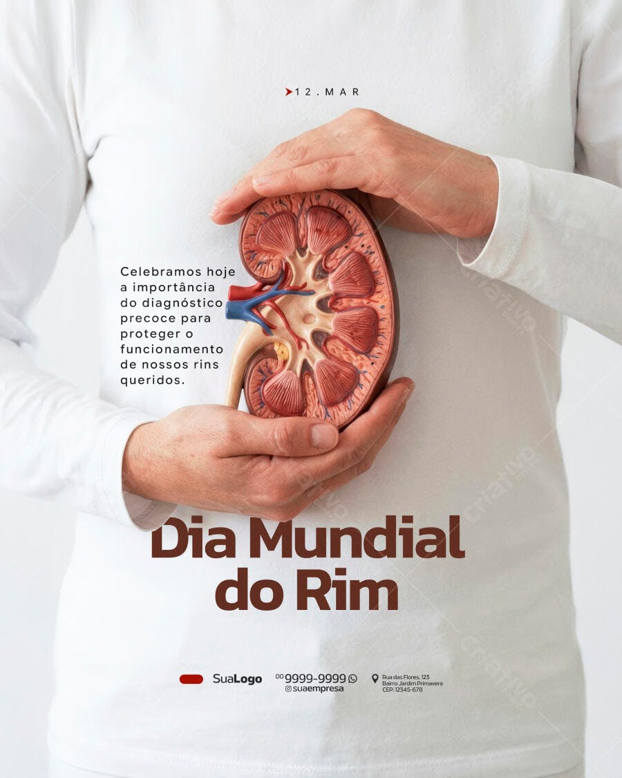 Post Instagram Dia Mundial do Rim Março Saúde PSD Editável